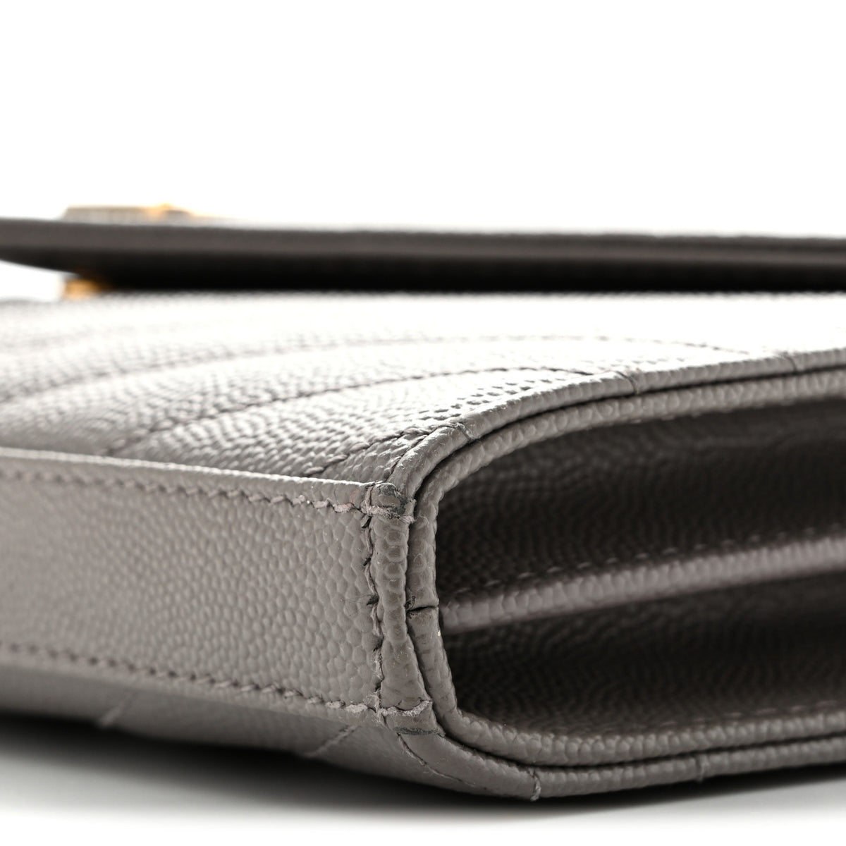 Grain De Poudre Matelasse Chevron Monogram Chain Wallet Fog