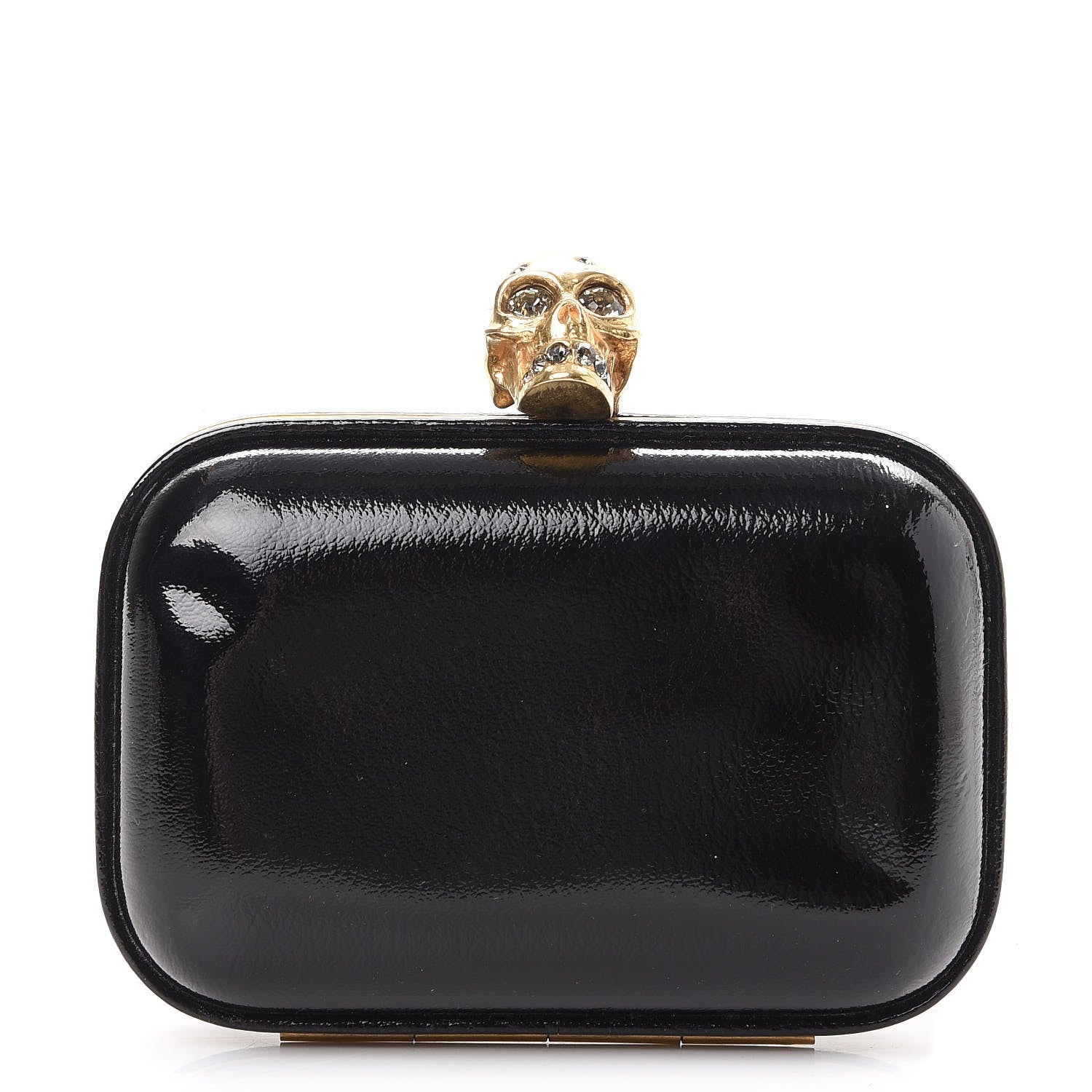 Alexander McQueen Patent Crystal Skull Small Box Clutch Black 1 of 14
