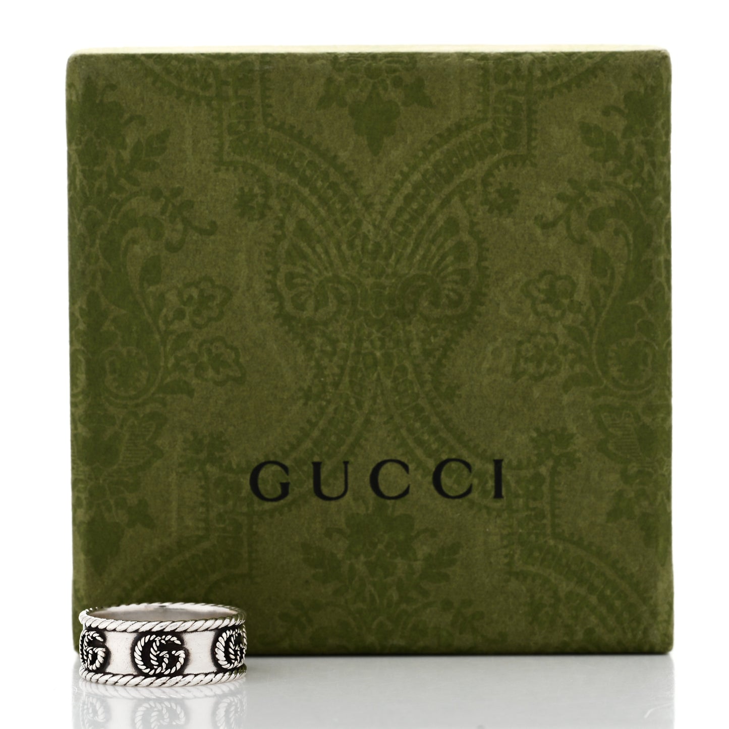 Sterling Silver Torchon GG Marmont Ring 62 10