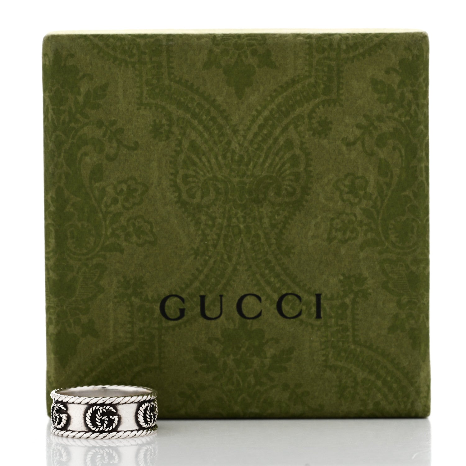 Gucci Sterling Silver Torchon GG Marmont Ring 62 10 7 of 7