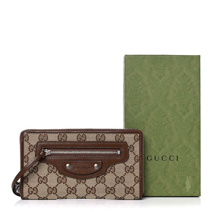 Balenciaga X GUCCI GG Monogram Azalea Calfskin Neo Classic Zip Around Wallet Beige Ebony Brown Sugar 10 of 10
