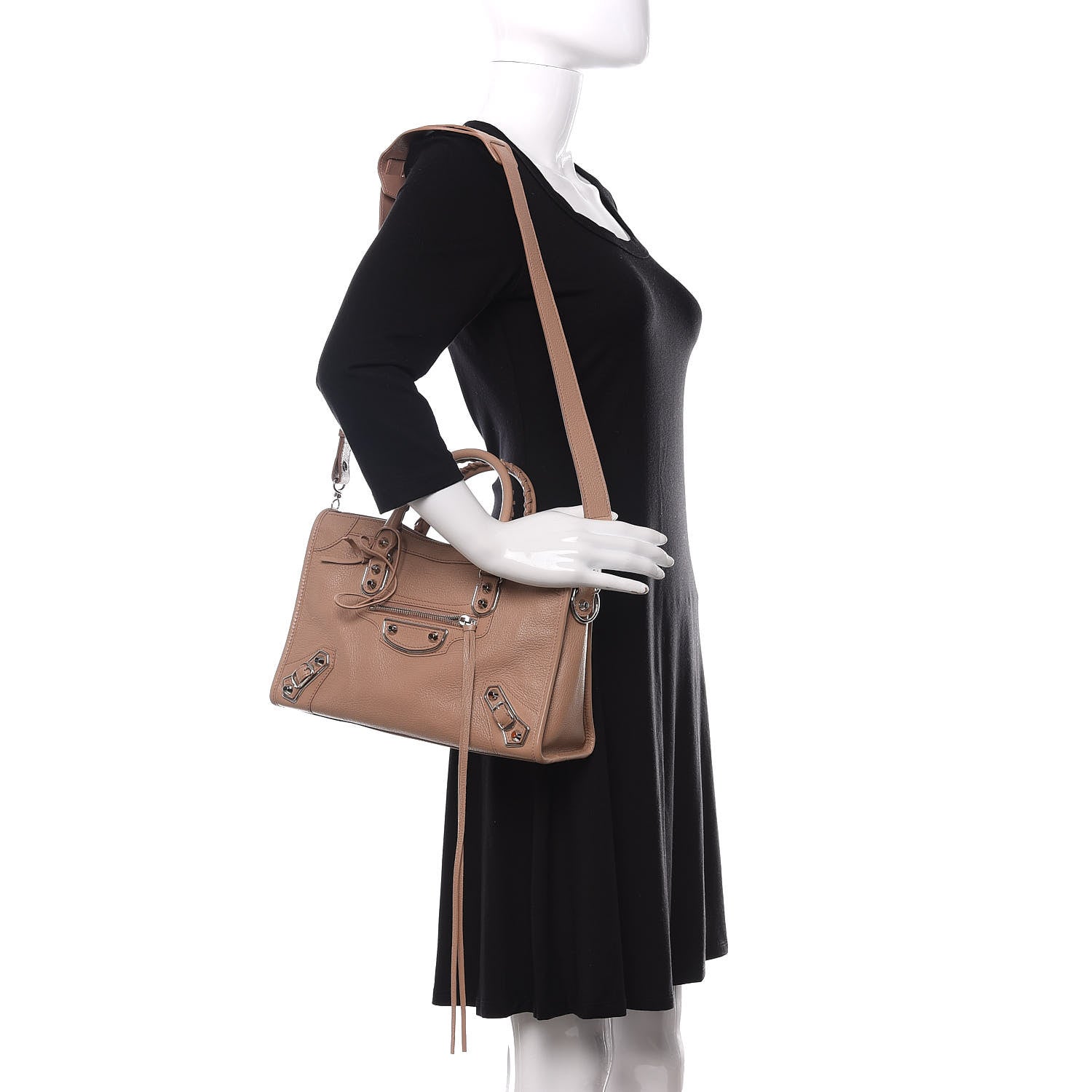 Balenciaga Shiny Goatskin Silver Metallic Edge Hardware S City Rose Des Sables 2 of 10