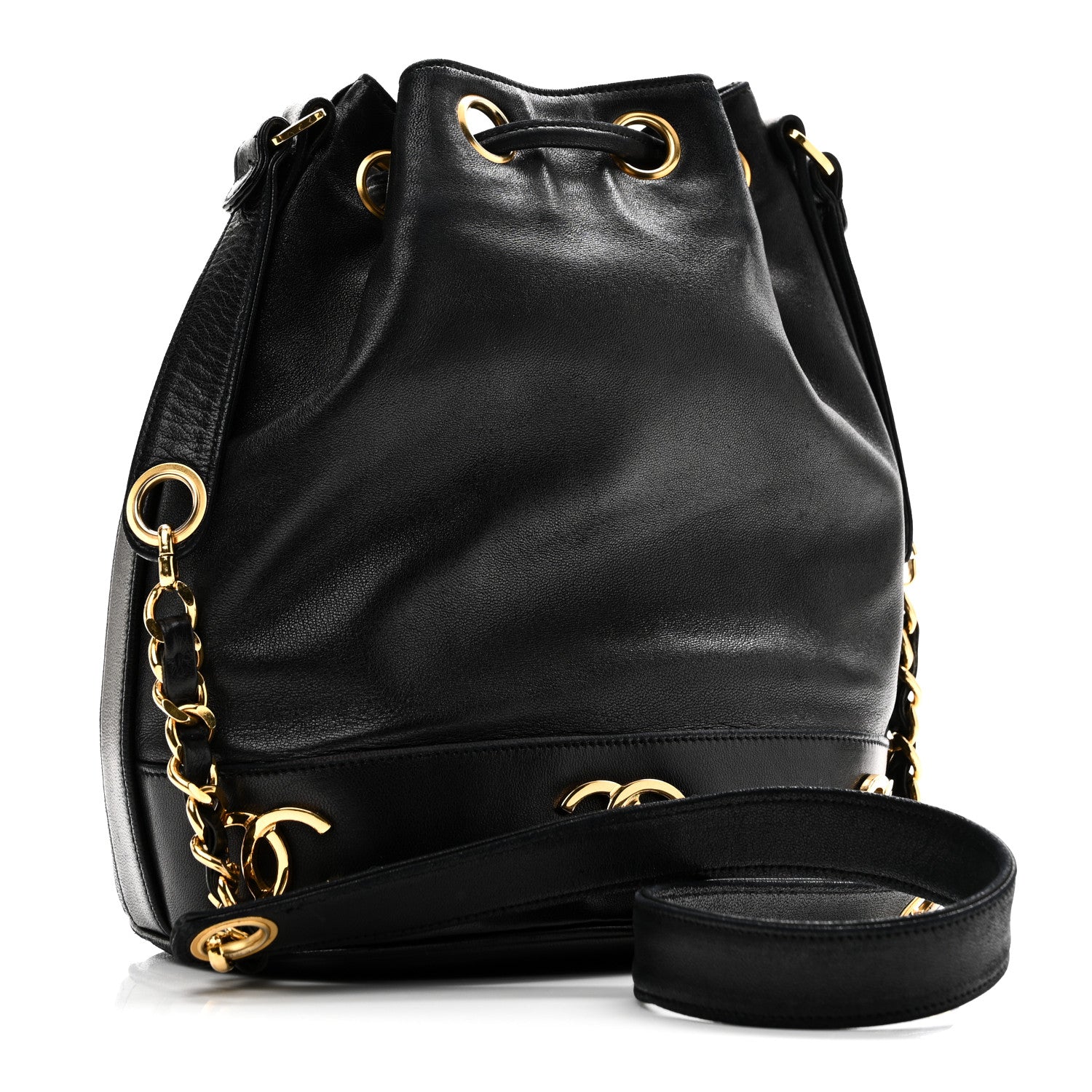 Chanel Lambskin CC Drawstring Shoulder Bag Black 4 of 11