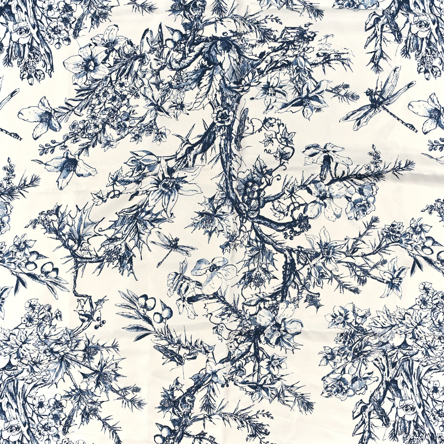 Christian Dior Silk Toile De Jouy Scarf Blue 2 of 3