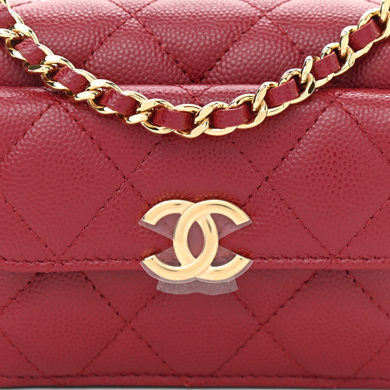Chanel Caviar Quilted Pocket Twins Clutch With Chain Burgundy 10 of 13