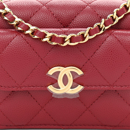 Chanel Caviar Quilted Pocket Twins Clutch With Chain Burgundy 10 of 13