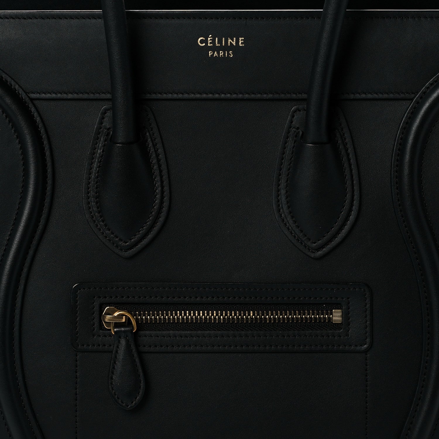 Celine Drummed Calfskin Micro Luggage Black 7 of 9
