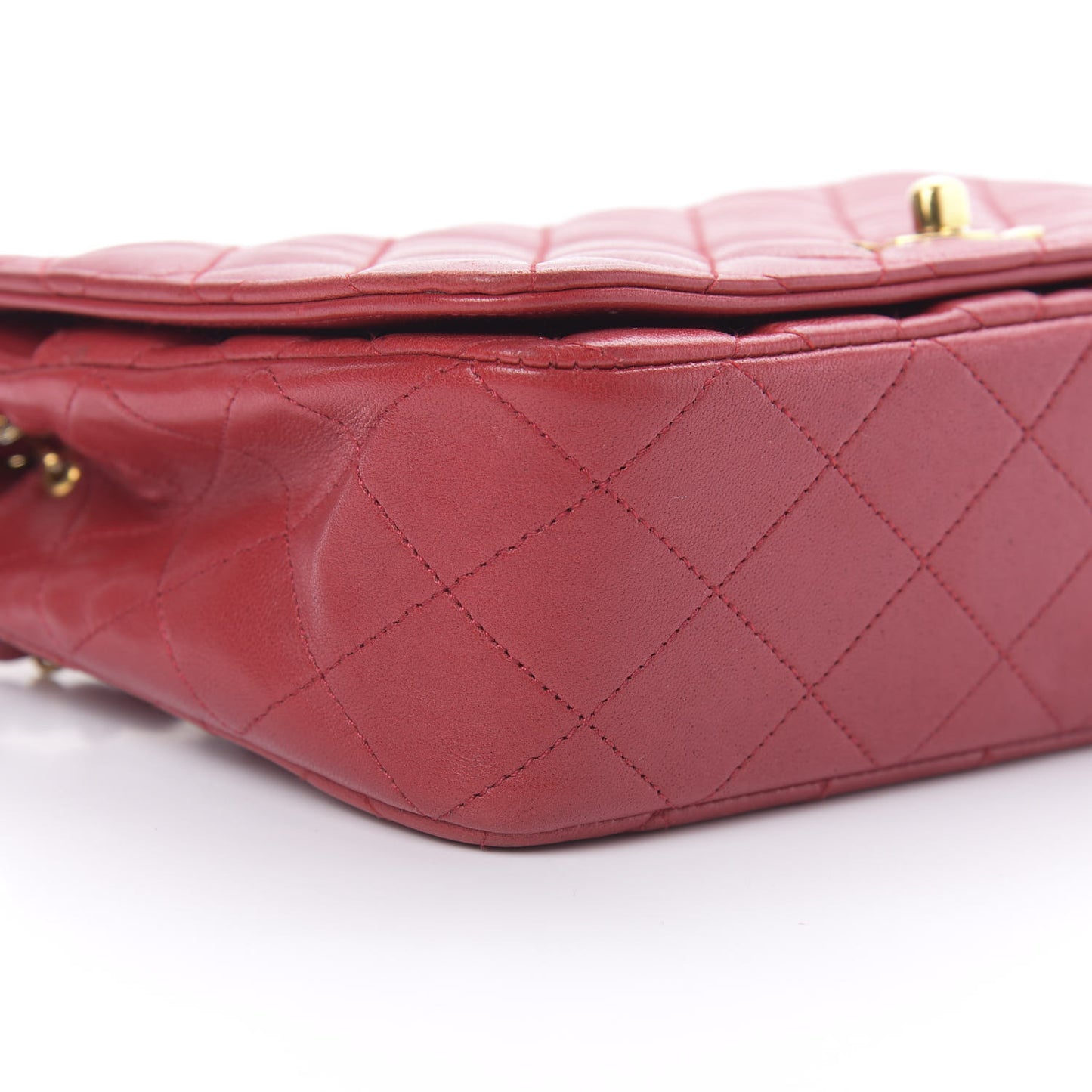 Lambskin Quilted Small Single Flap Red