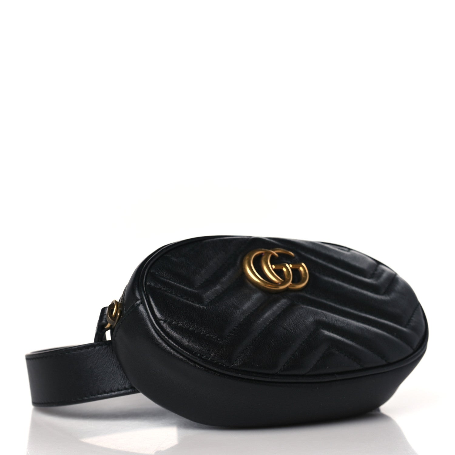 Gucci Calfskin Matelasse GG Marmont Belt Bag 85 34 Black 4 of 10