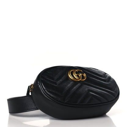 Gucci Calfskin Matelasse GG Marmont Belt Bag 85 34 Black 4 of 10