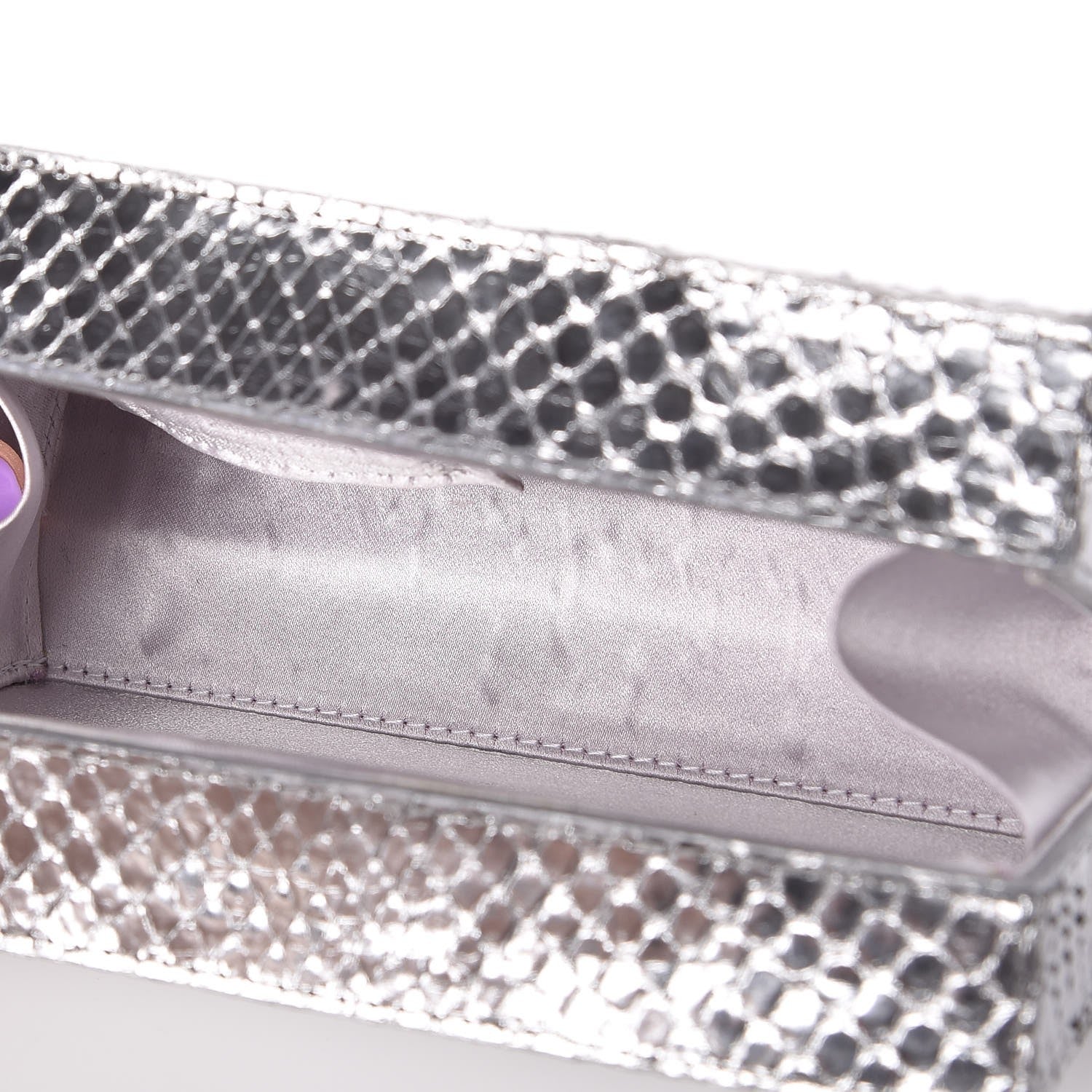 Nancy Gonzalez Metallic Python Box Clutch Silver 5 of 5