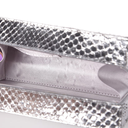 Nancy Gonzalez Metallic Python Box Clutch Silver 5 of 5