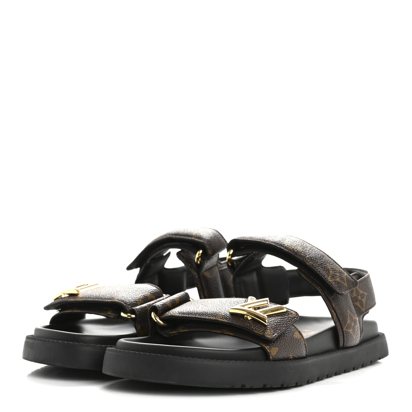 Monogram LV Sunset Comfort Flat Sandals 37.5 Cacao Brown