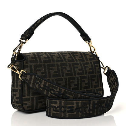 Fendi Fabric Jacquard FF 1974 Medium Baguette Tobacco Moro Black 4 of 13