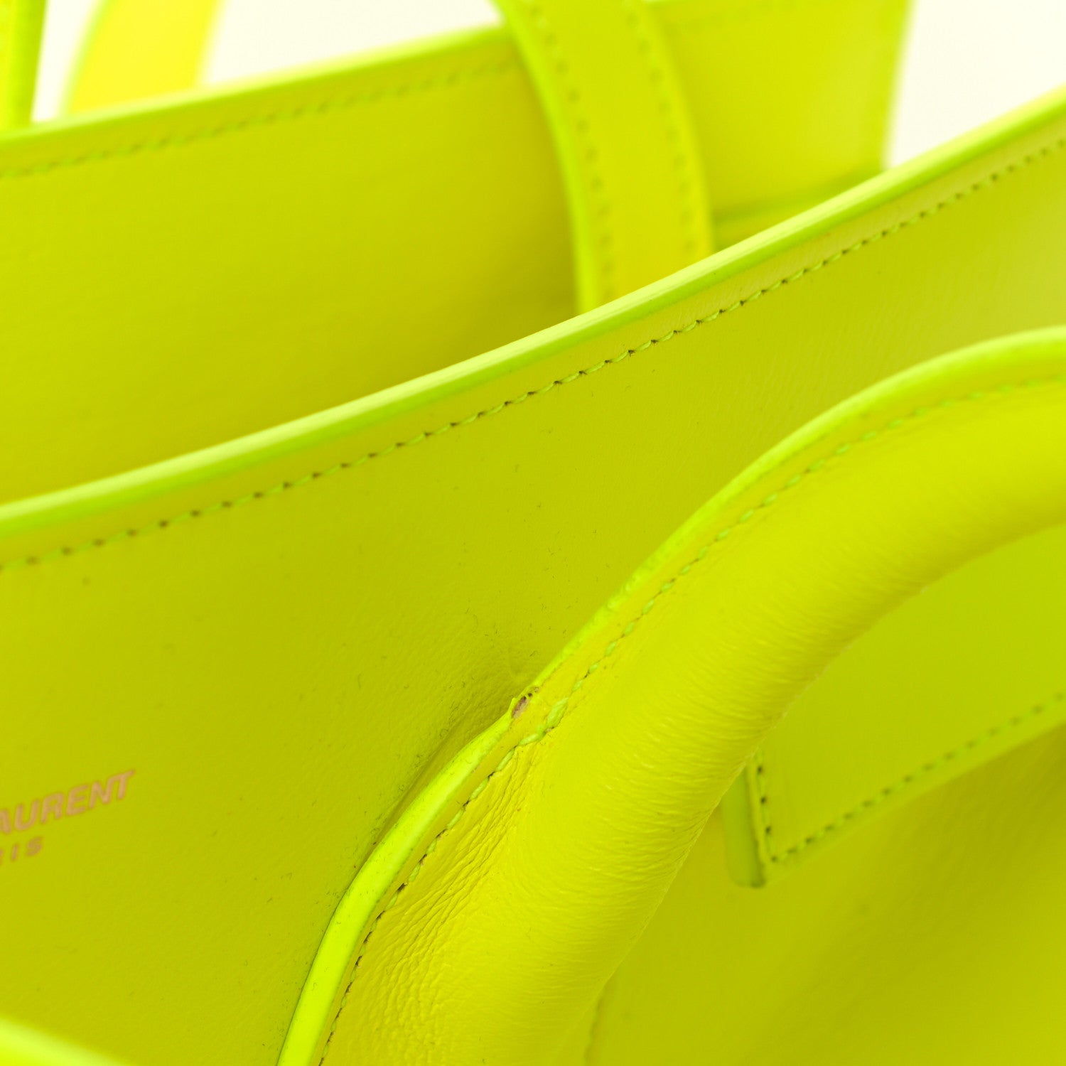 Saint Laurent Calfskin Small Sac De Jour Bag Neon Yellow 11 of 12