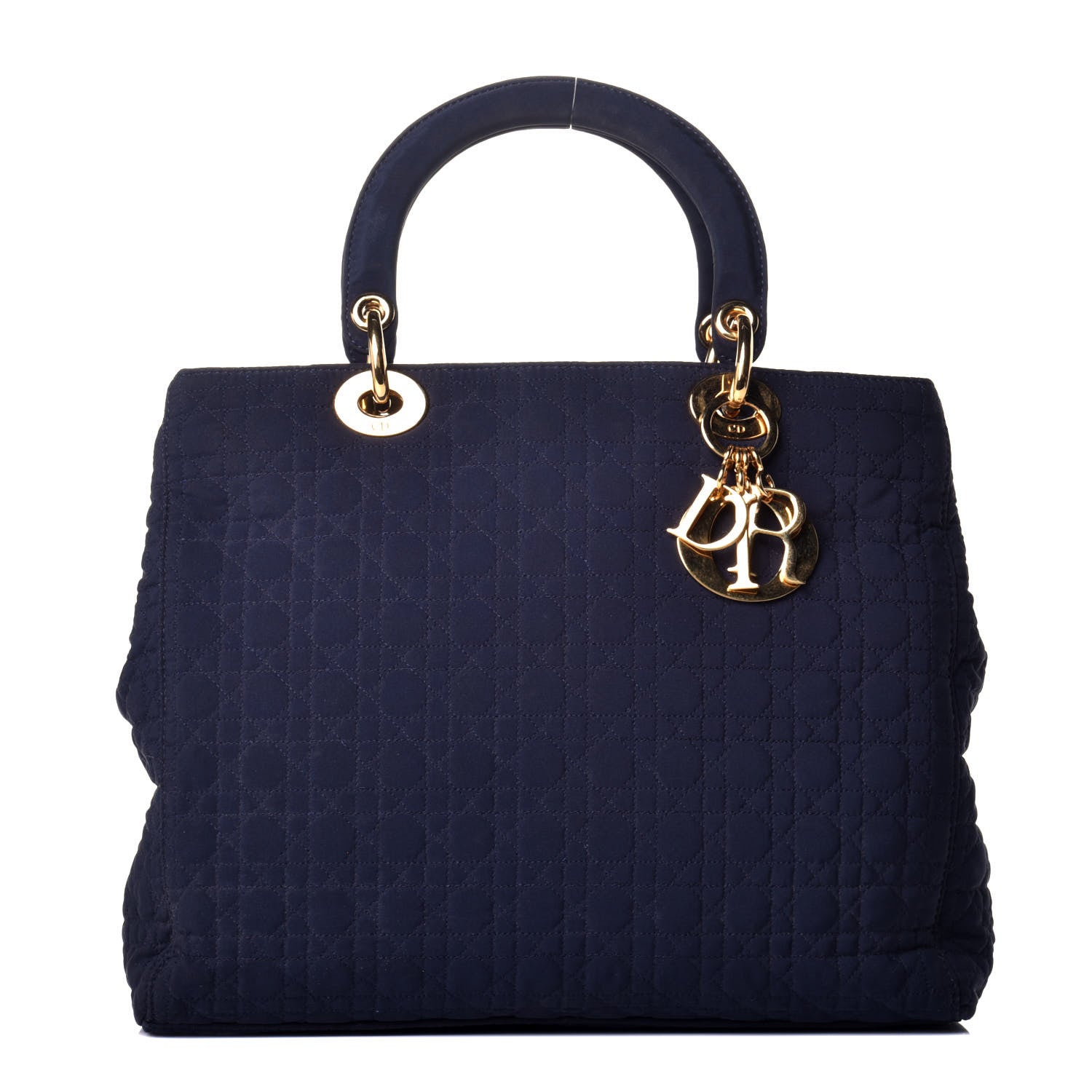 Christian Dior Nylon Cannage Large Lady Dior Navy Blue 1 of 8
