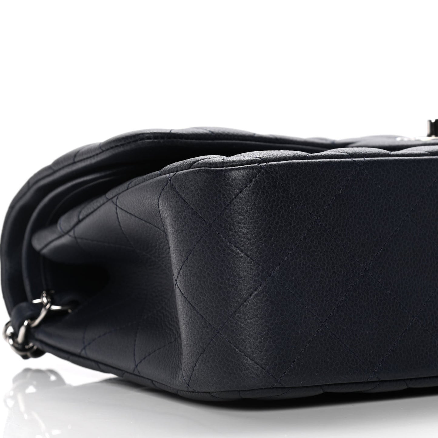 Caviar Quilted Jumbo Double Flap Navy Blue
