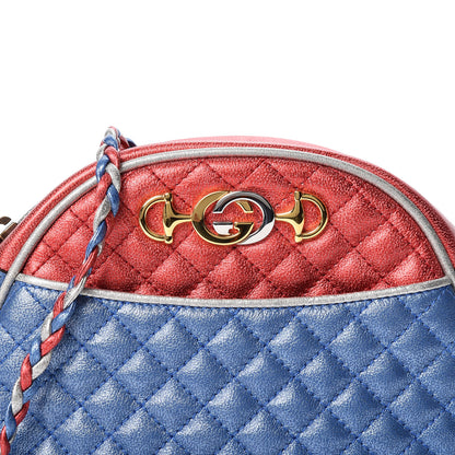 Gucci Laminated Nappa Trapuntata Mini Zumi Dome Shoulder Bag Rosso Marine Argento 9 of 9
