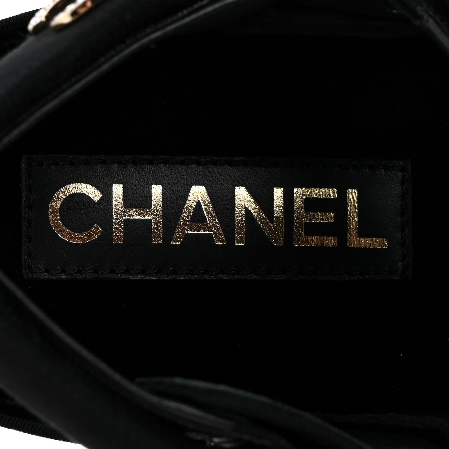 Chanel Grosgrain Crystal Logo Platform Sandals 38 Black 8 of 10