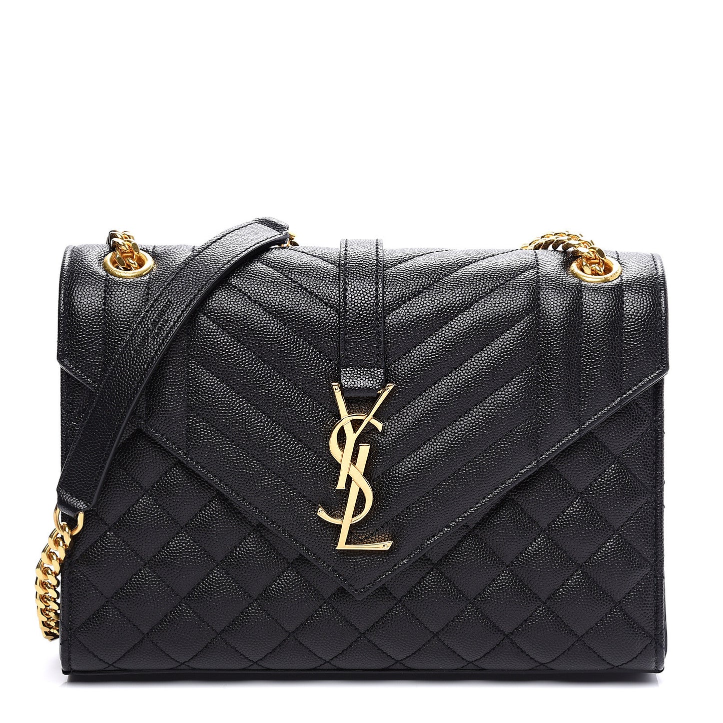Grain De Poudre Textured Mixed Matelasse Triquilt Medium Monogram Satchel Black