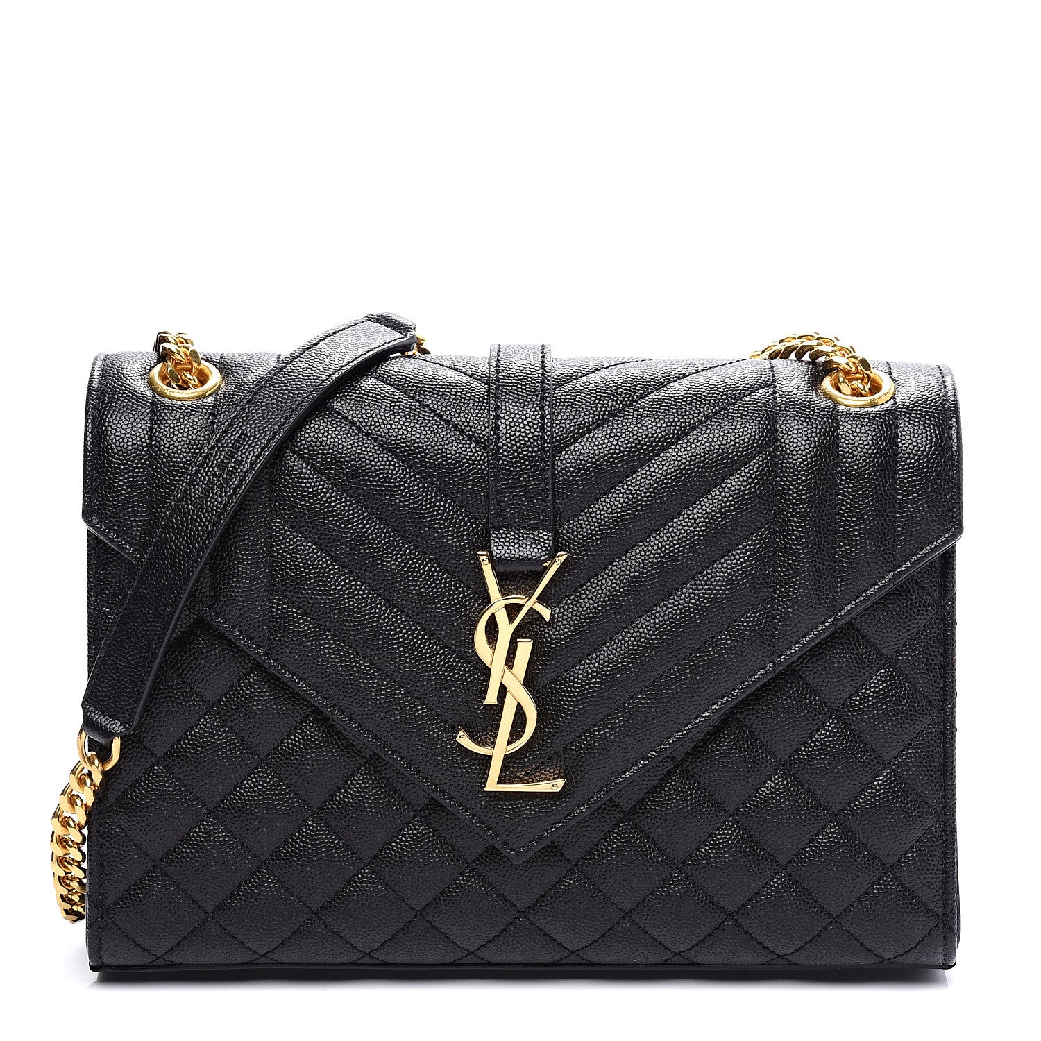 Saint Laurent Grain De Poudre Textured Mixed Matelasse Triquilt Medium Monogram Satchel Black 1 of 10
