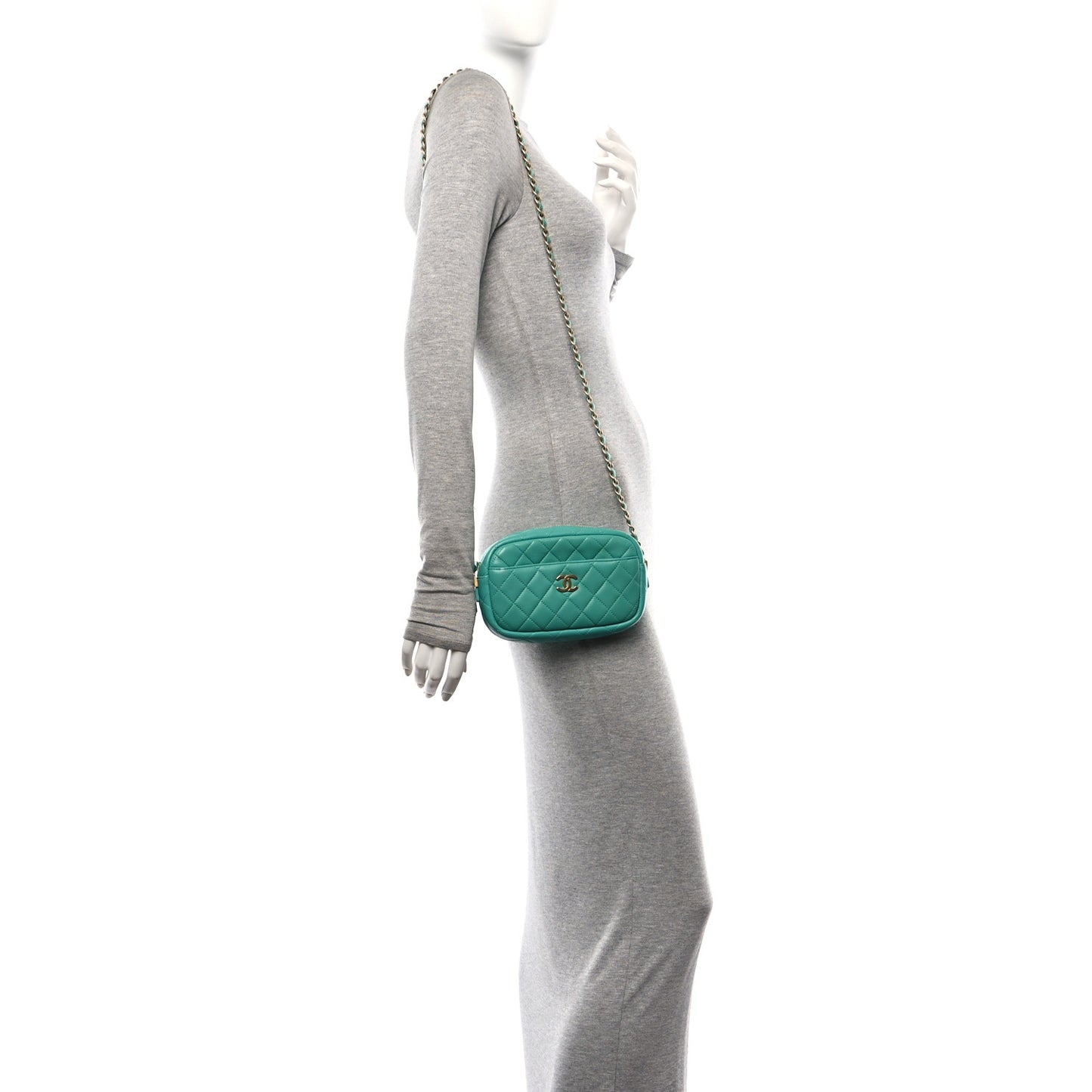 Lambskin Quilted Small Timeless Camera Case Turquoise
