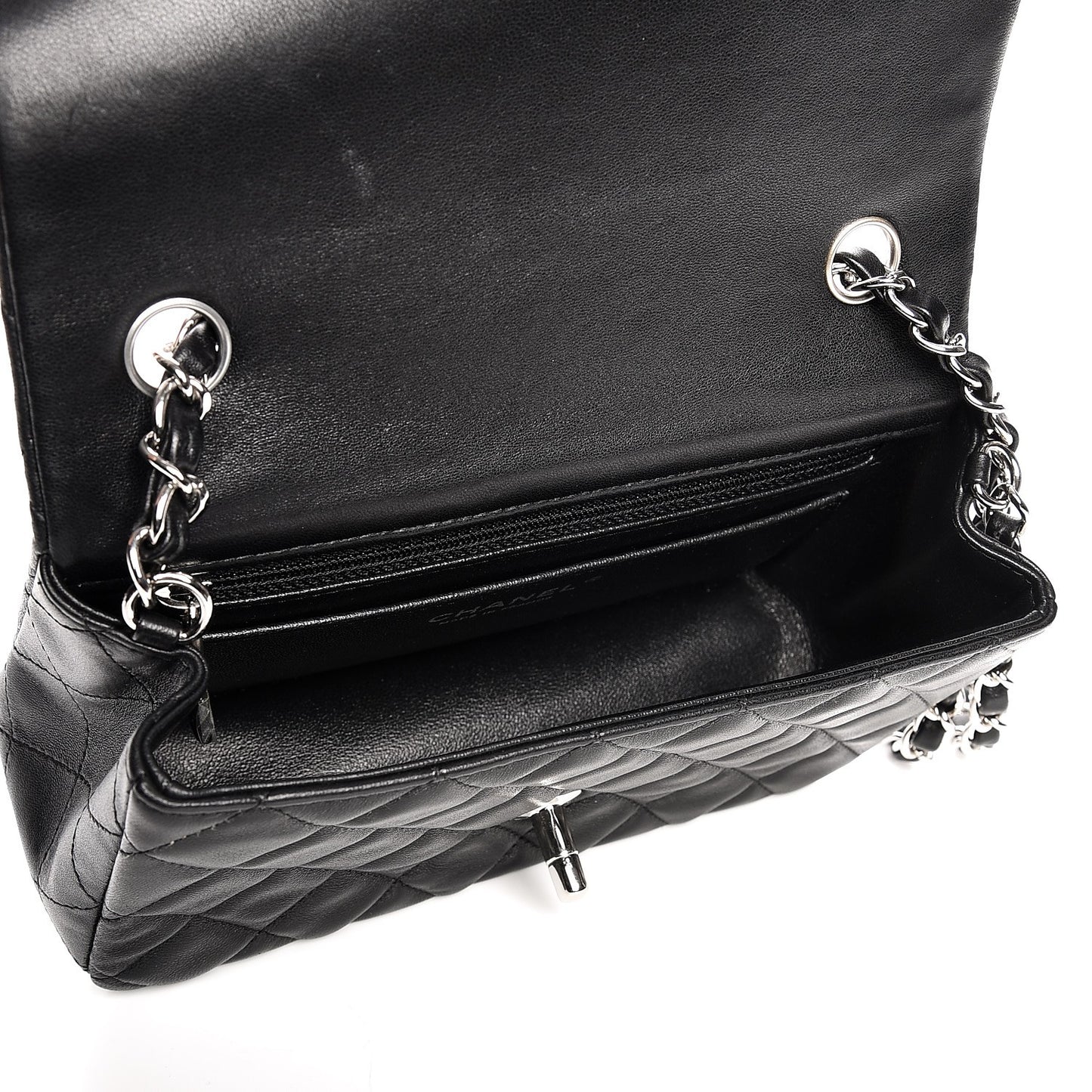 Lambskin Quilted Mini Rectangular Flap Black