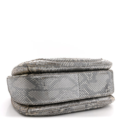 Gucci Metallic Snakeskin Medium New Bamboo Top Handle Bag Silver Multicolor 4 of 15