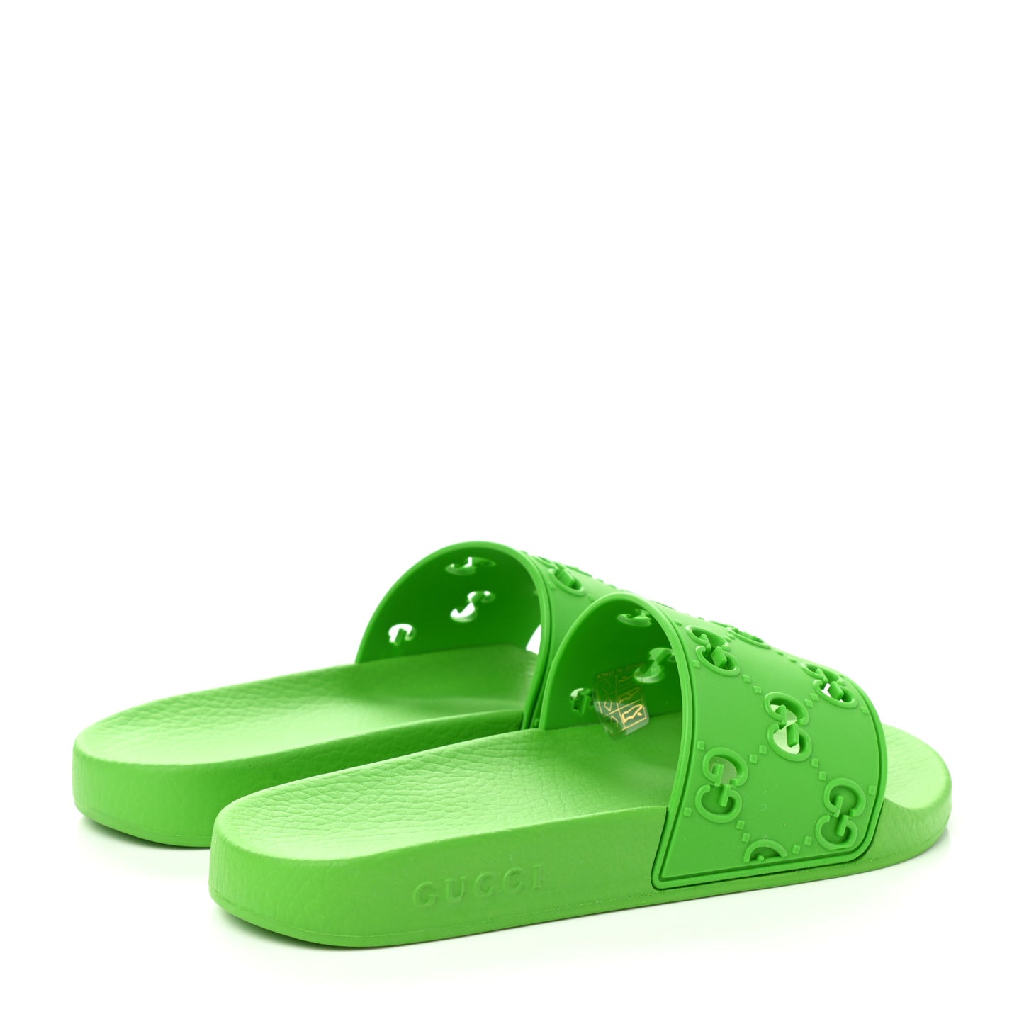Rubber GG Monogram Perforated Mens Slide Sandals 6 Green