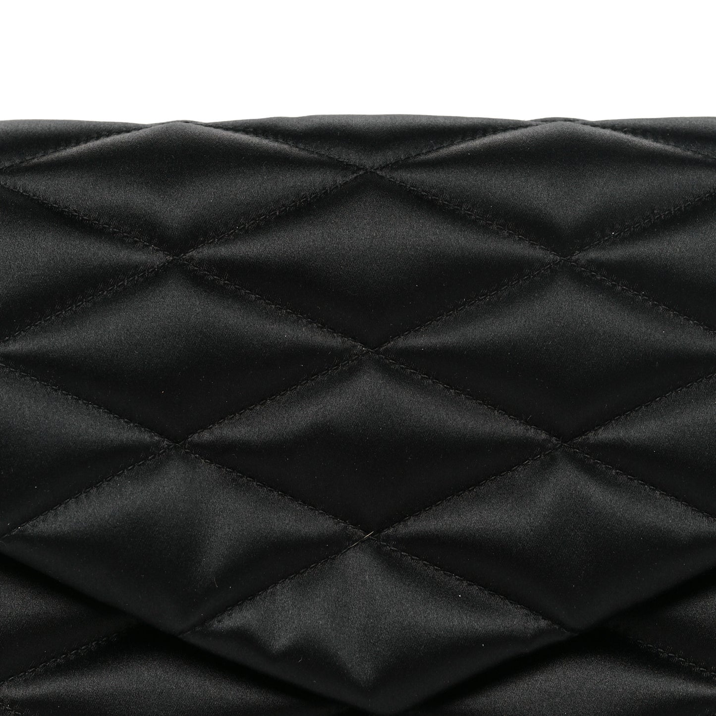 Satin Quilted Sade Puffer Envelope Clutch Black