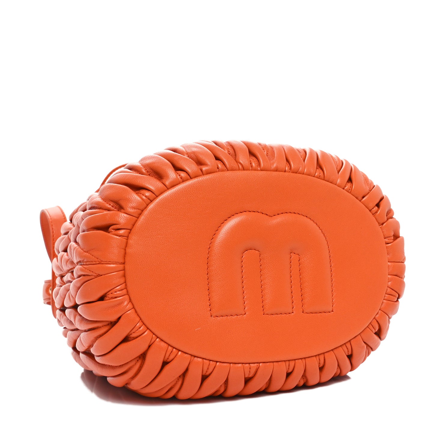 Nappa Matelasse Small Bucket Bag Papaya