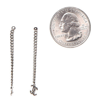 Chanel CC Long Drop Earrings Silver 2 of 5