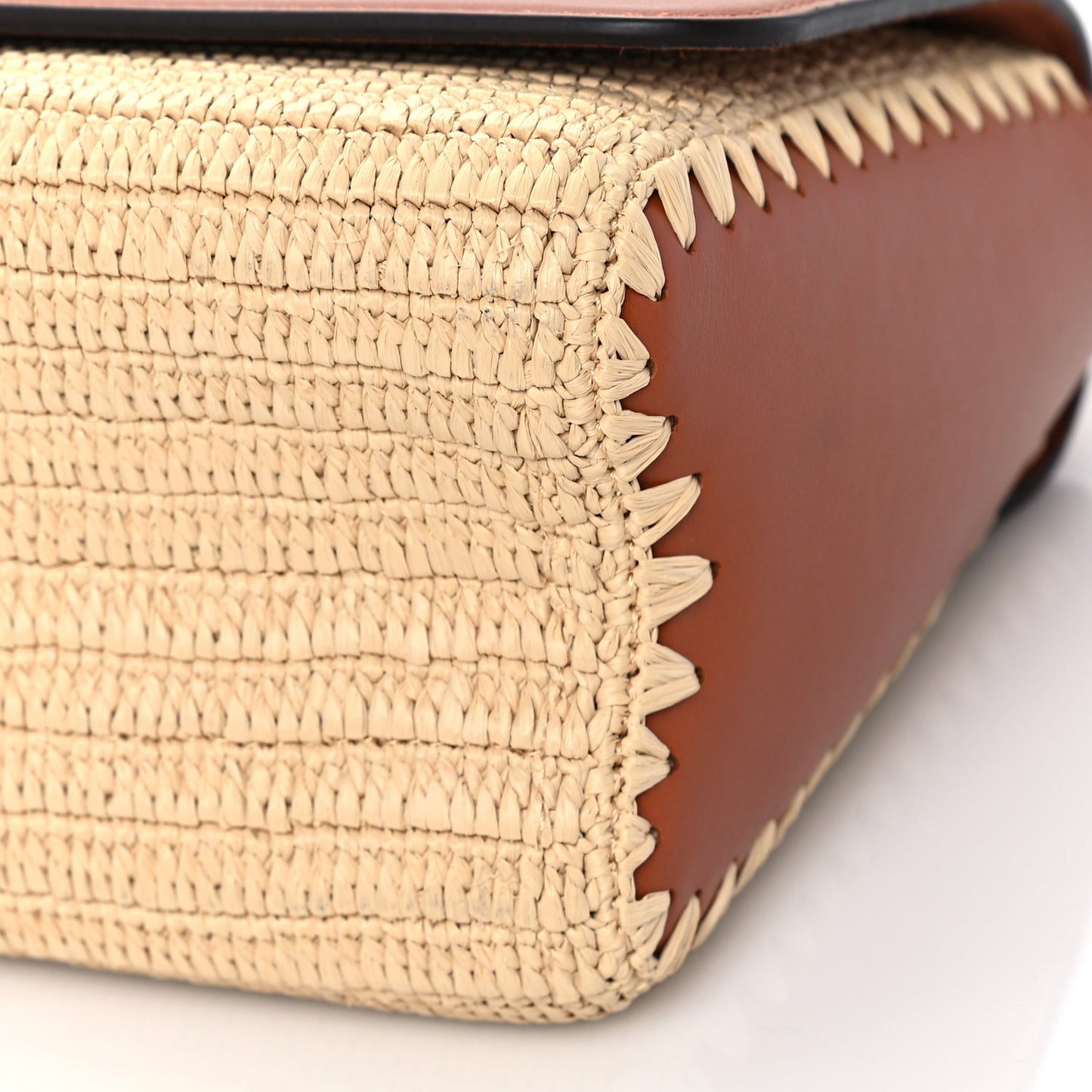 Calfskin Raffia Twist Shoulder Bag MM Caramel