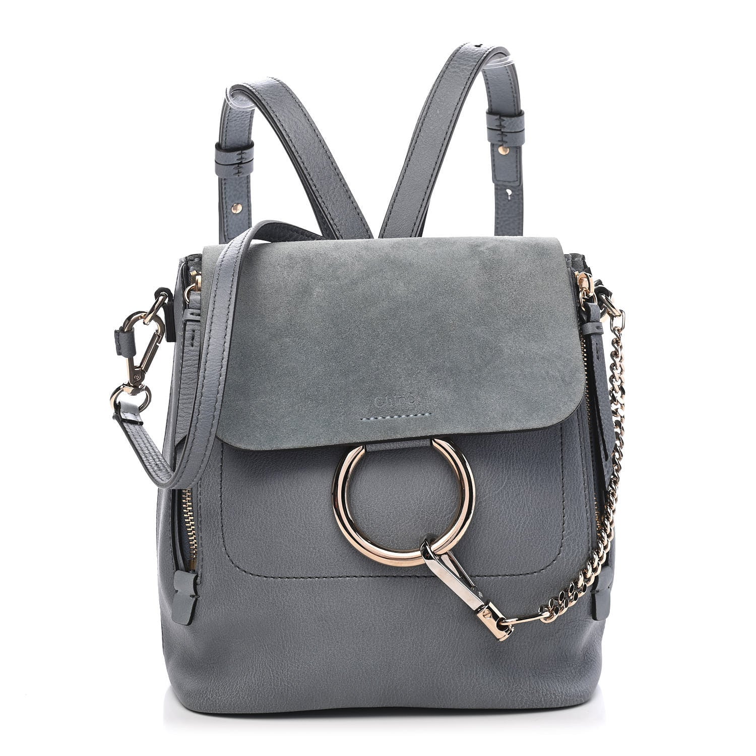 Chloe Suede Calfskin Small Faye Backpack Cloudy Blue 1 of 8