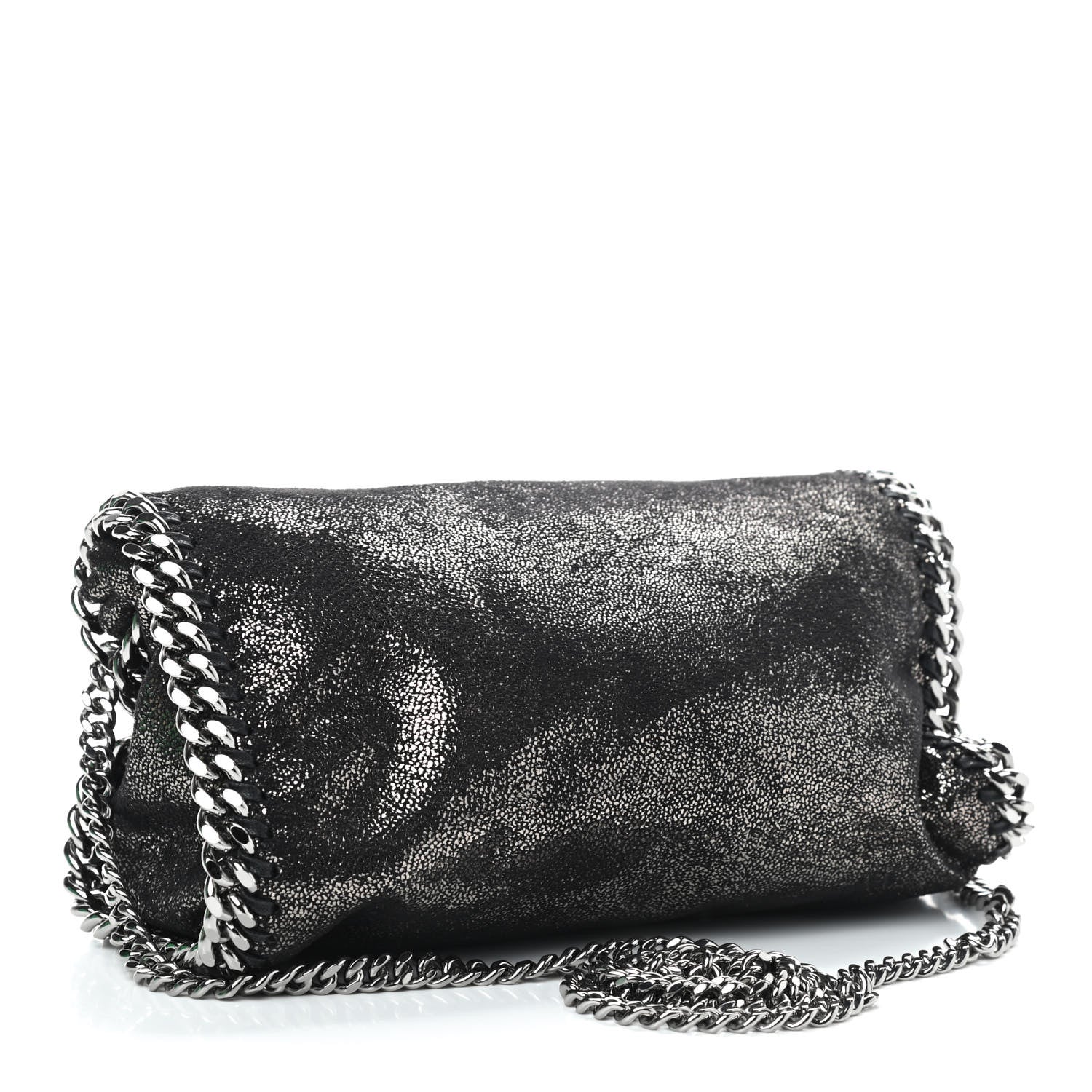 Stella McCartney Chamois Shiny Dotted Mini Falabella Fold Over Tote Ruthenium 3 of 9