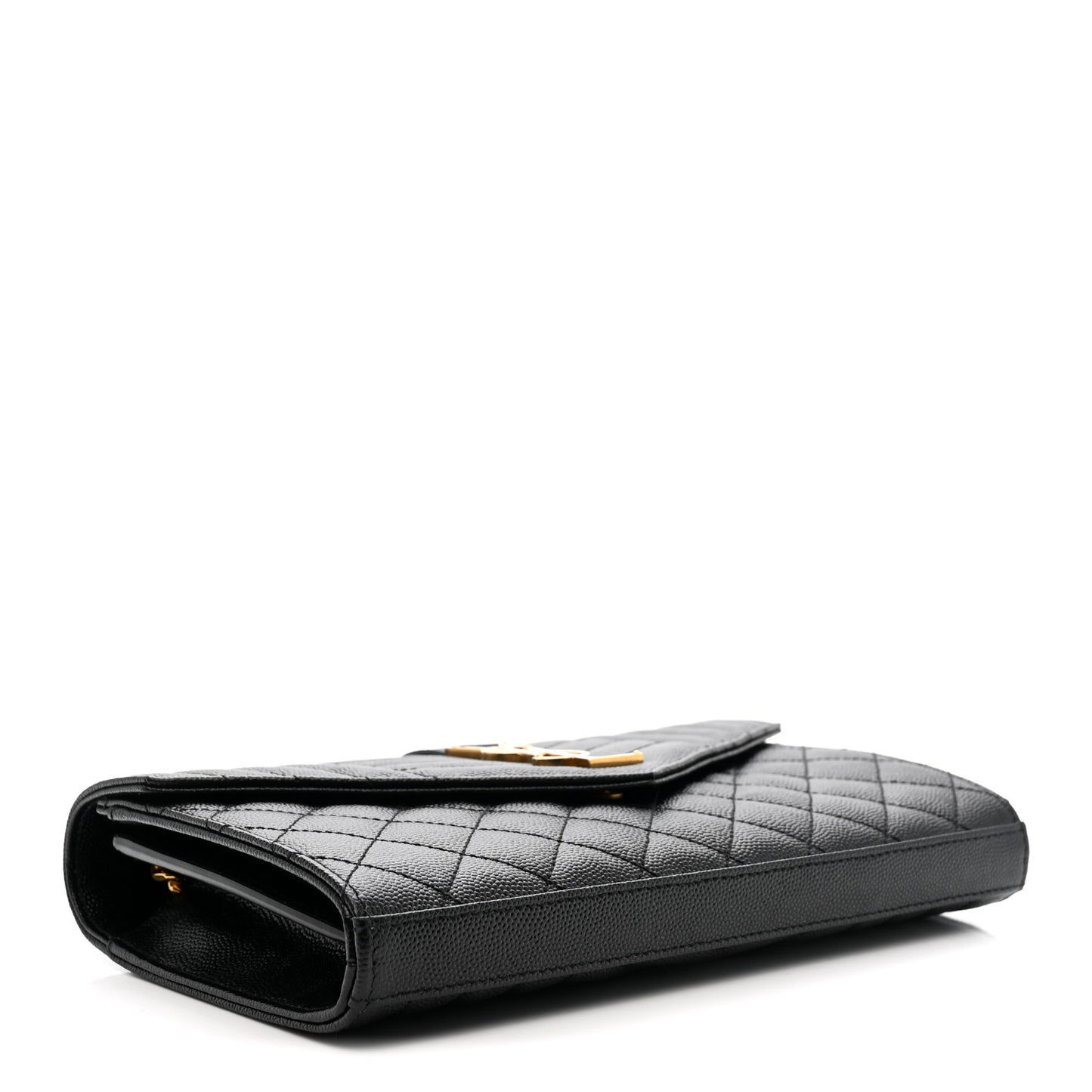Grain De Poudre Mixed Matelasse Triquilt Monogram Chain Wallet Black