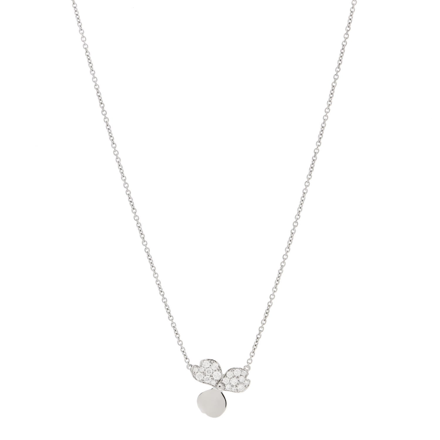 Tiffany Platinum Diamond .17ctw Small Paper Flowers Pendant Necklace 1 of 5
