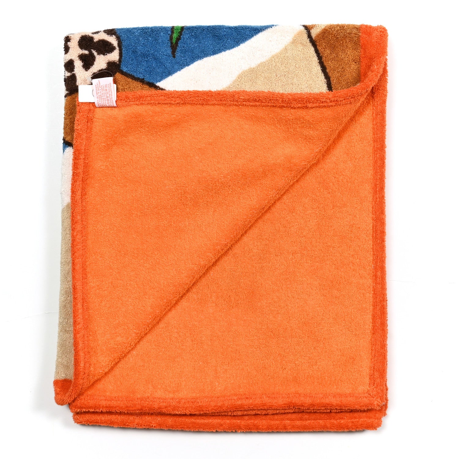 Hermes Cotton Terry Jin et Leo Beach Towel Orange Sable Bleu 3 of 8