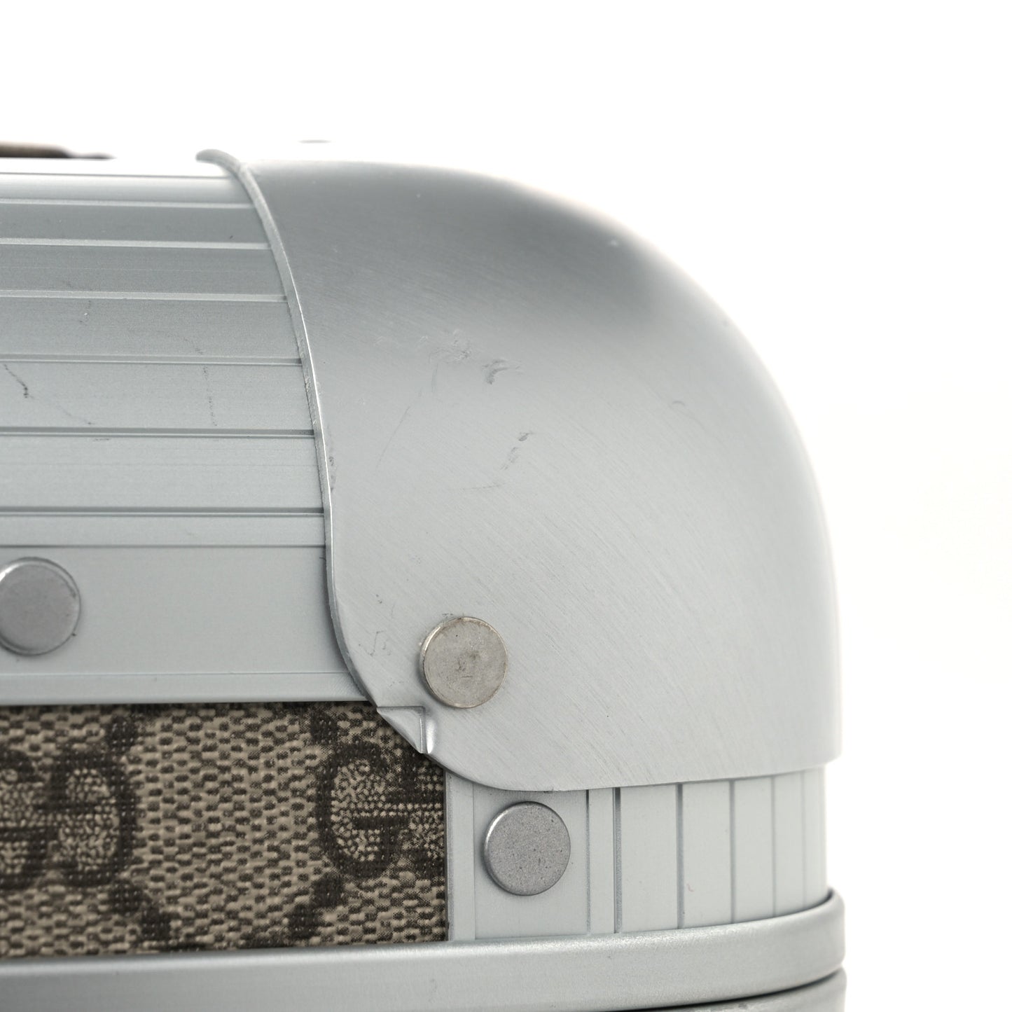 GG Supreme Monogram Aluminum Porter Beauty Case Silver