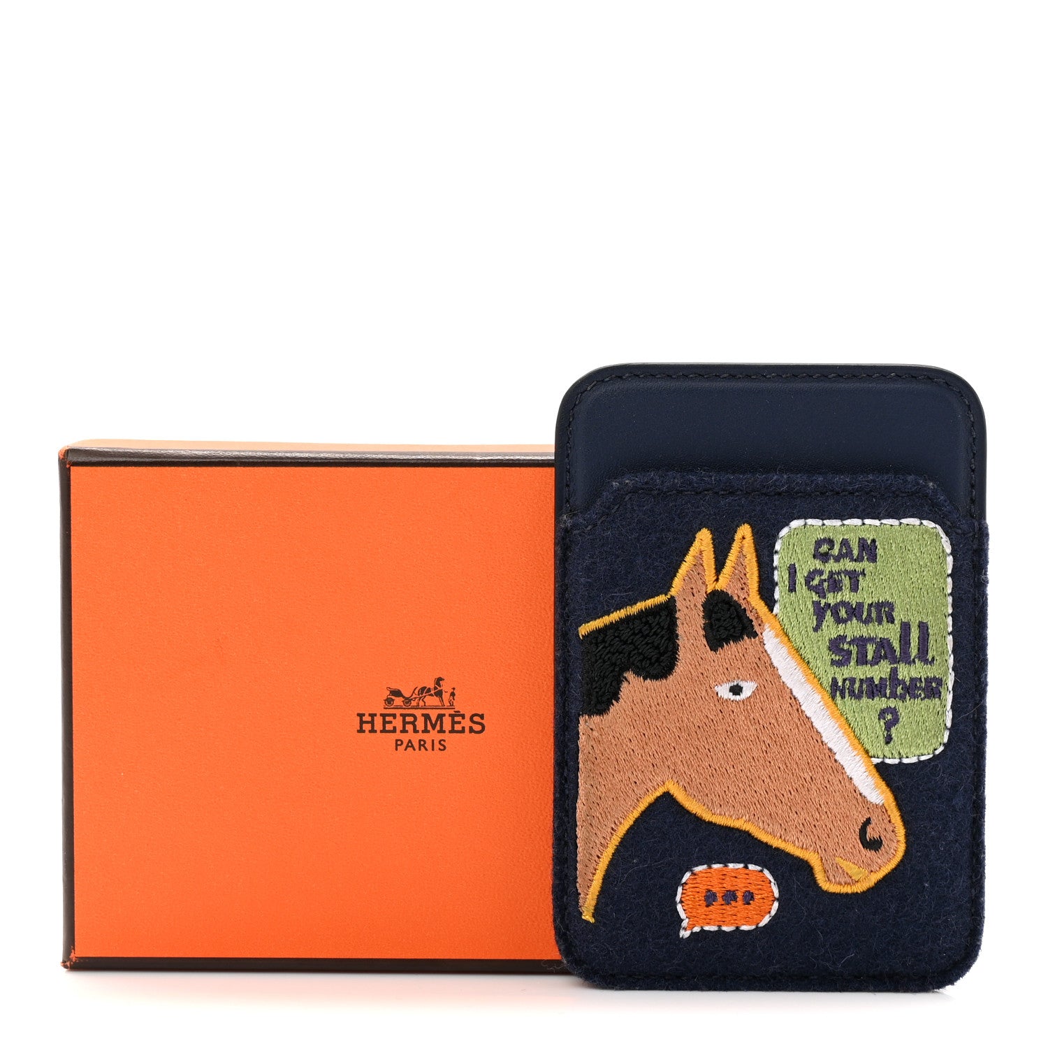 Hermes Swift Feutre Embroidered Stall Number MagSafe Card Holder