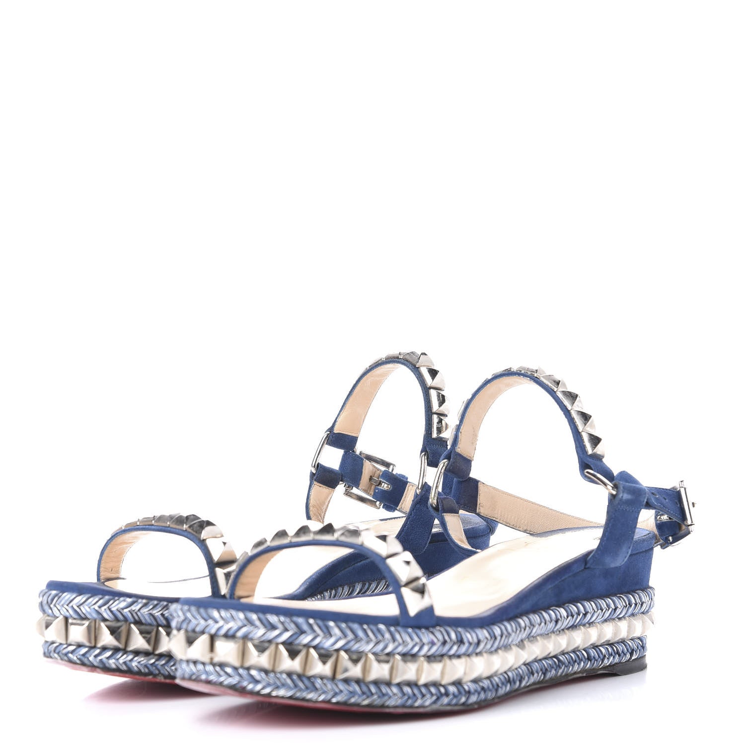 Christian Louboutin Veau Velours Cataclou 60 Platform Sandals 38 Blue 3 of 10