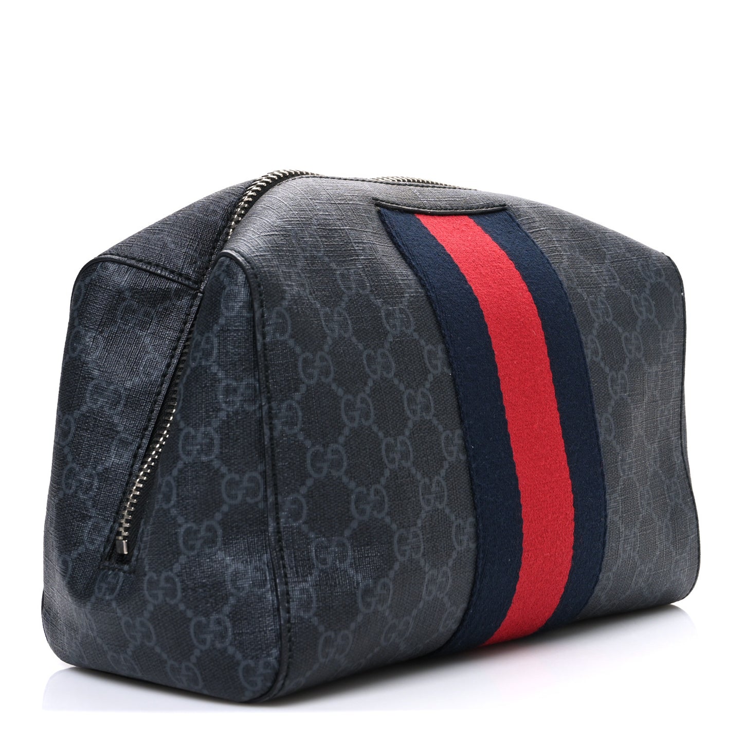 GG Supreme Monogram Web Toiletry Case Black Grey