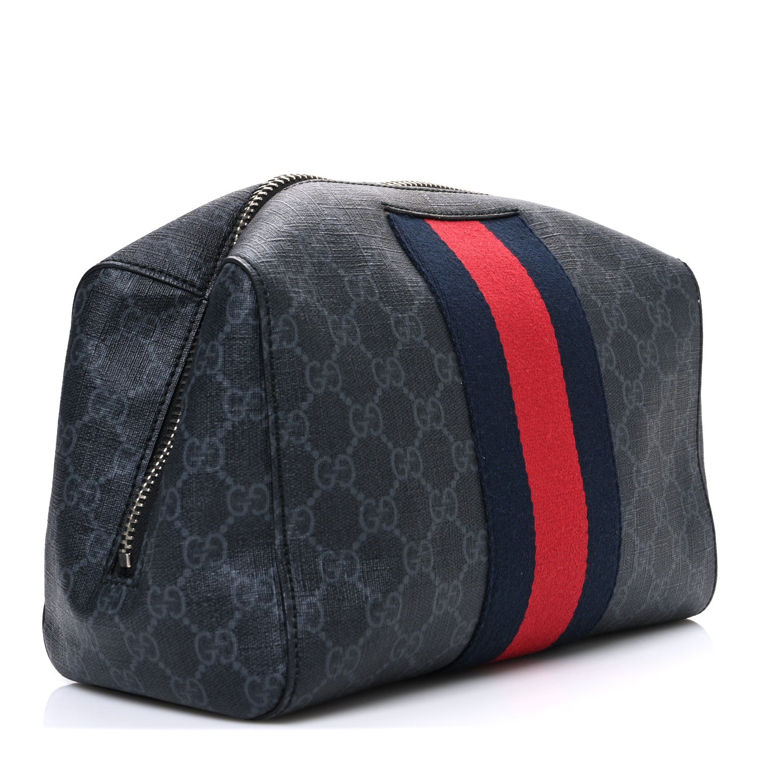 Gucci GG Supreme Monogram Web Toiletry Case Black Grey 3 of 9