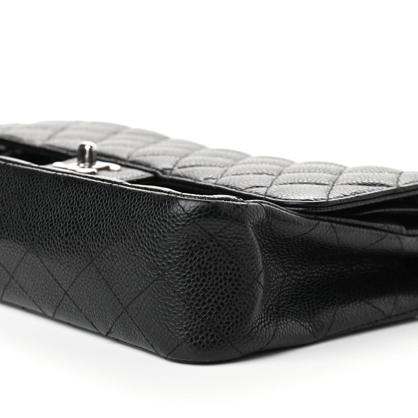 Caviar Quilted Medium Double Flap Black