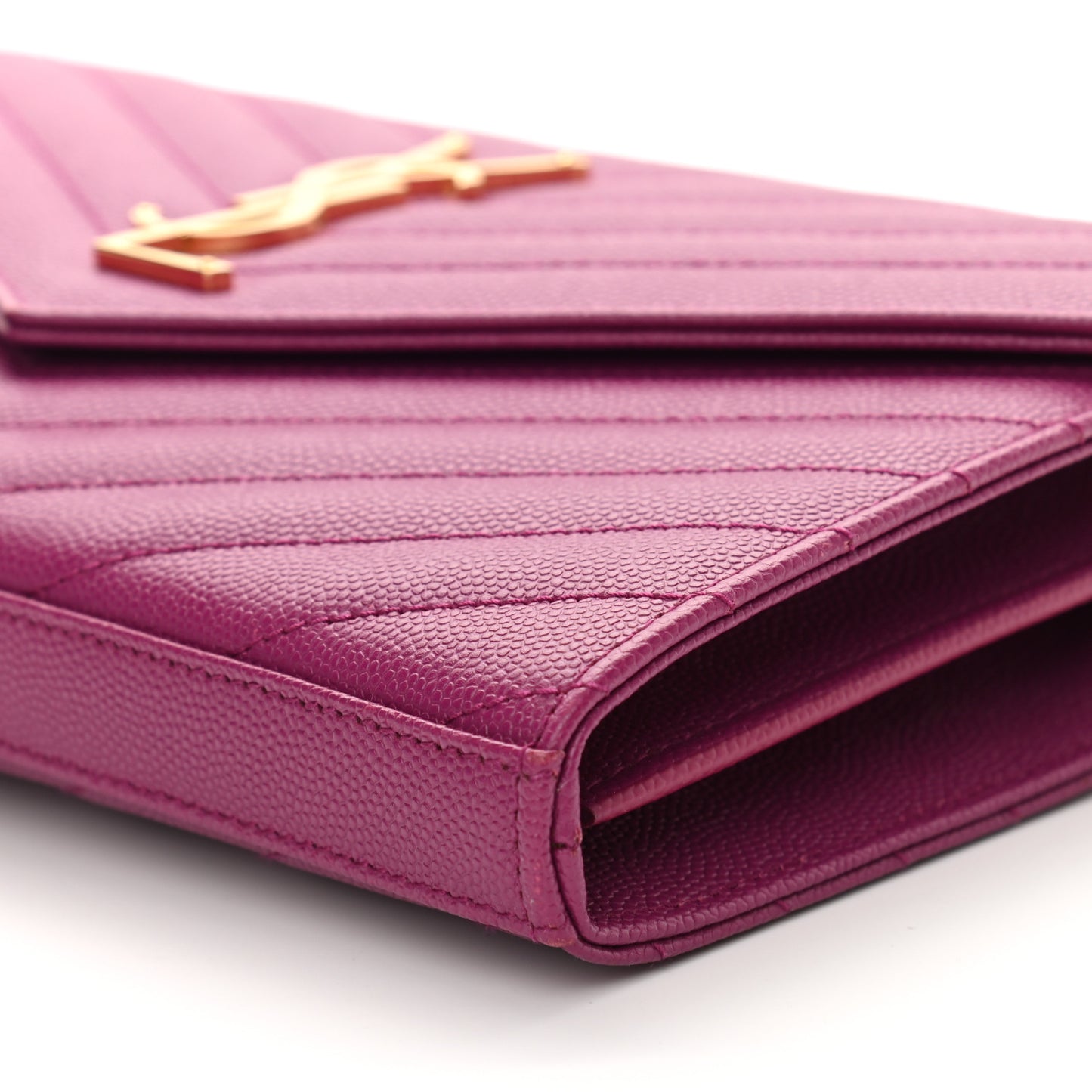 Grain De Poudre Matelasse Chevron Monogram Chain Wallet Dark Grape