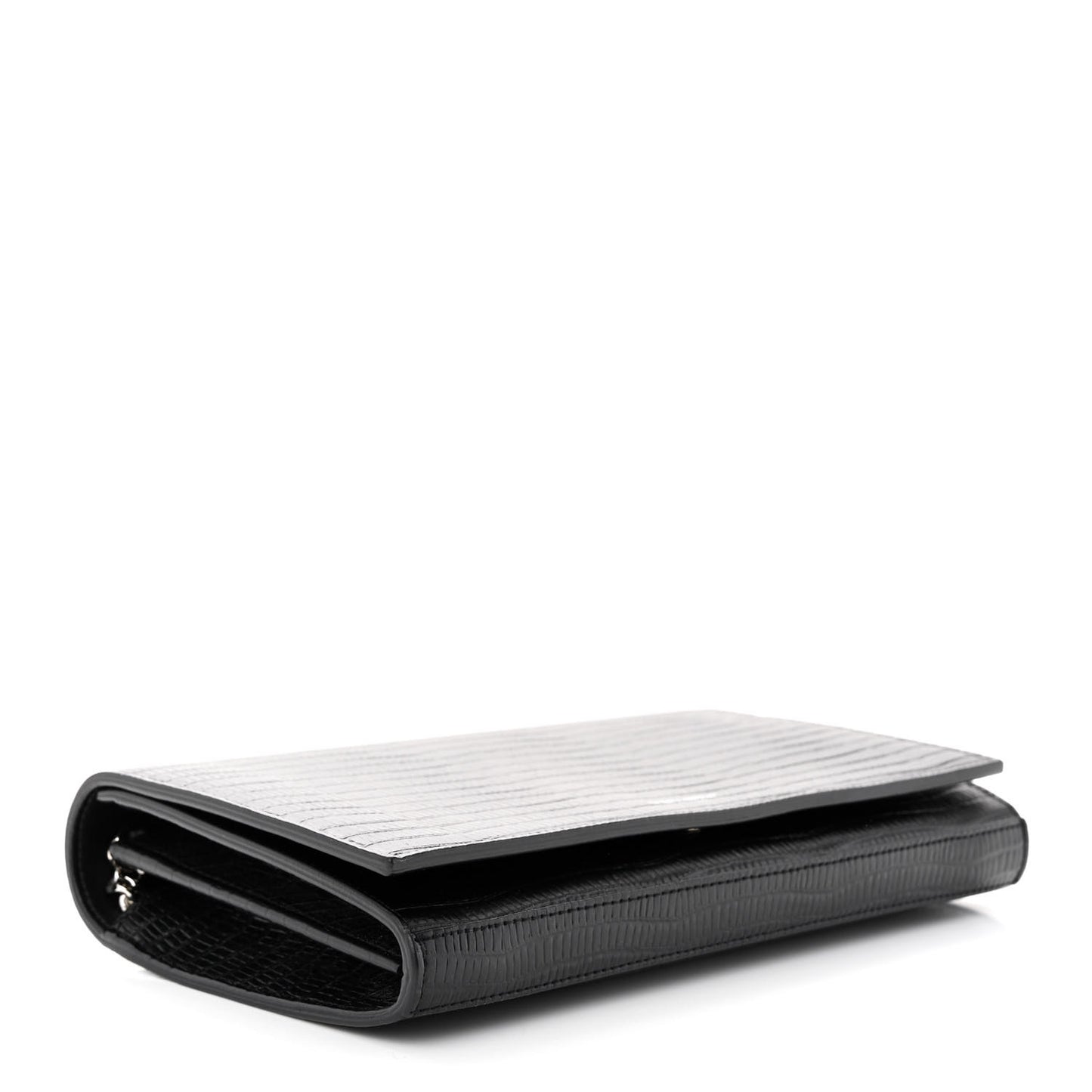 Lambskin Lizard Embossed Classic Paris Chain Wallet Black