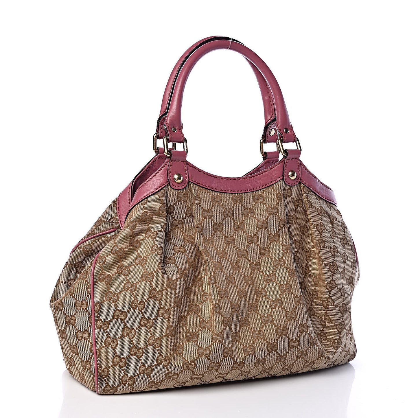 Monogram Margaux Calfskin Medium Sukey Tote Beige Ebony Vintage Rose