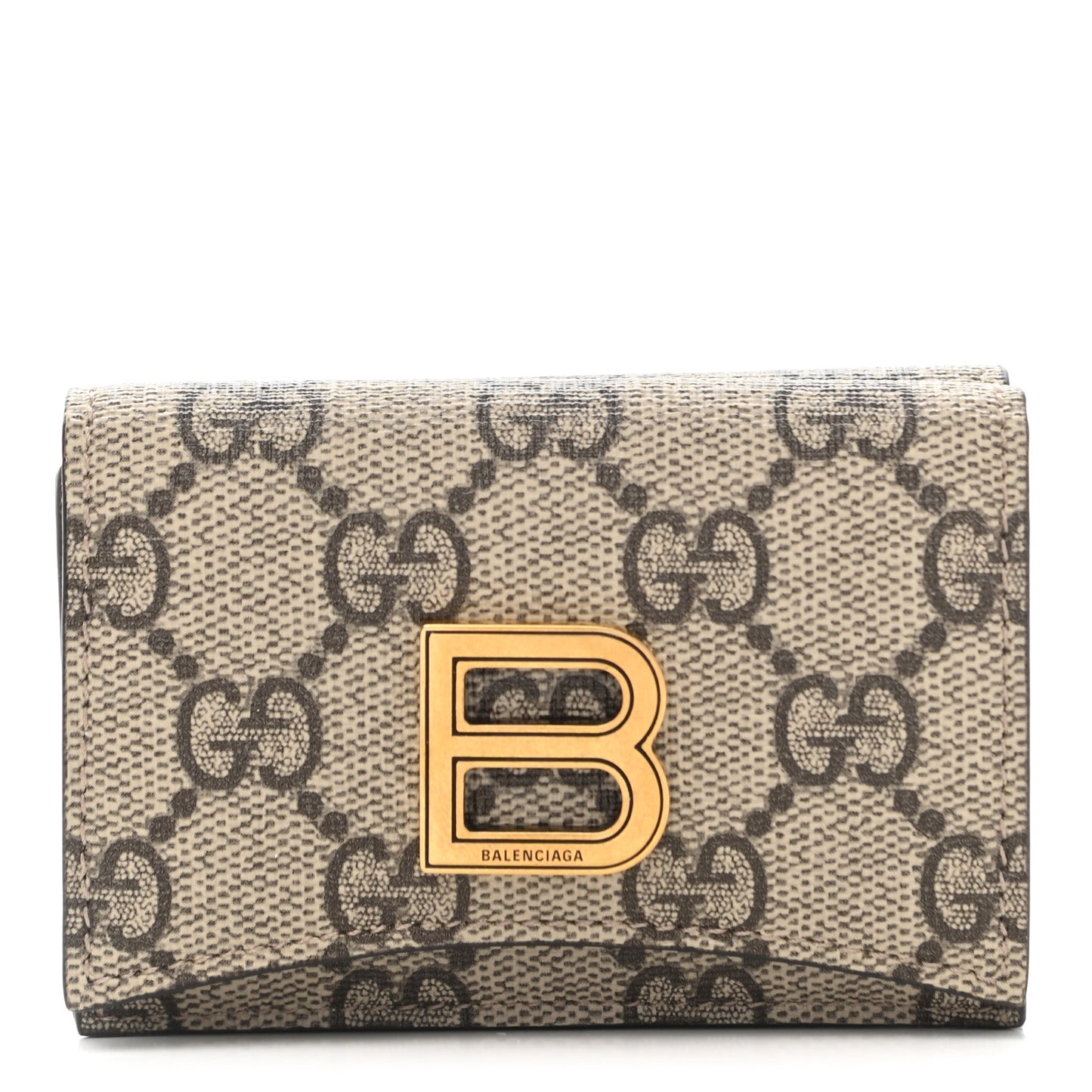 X BALENCIAGA GG Supreme Monogram Card Case Wallet Beige Ebony