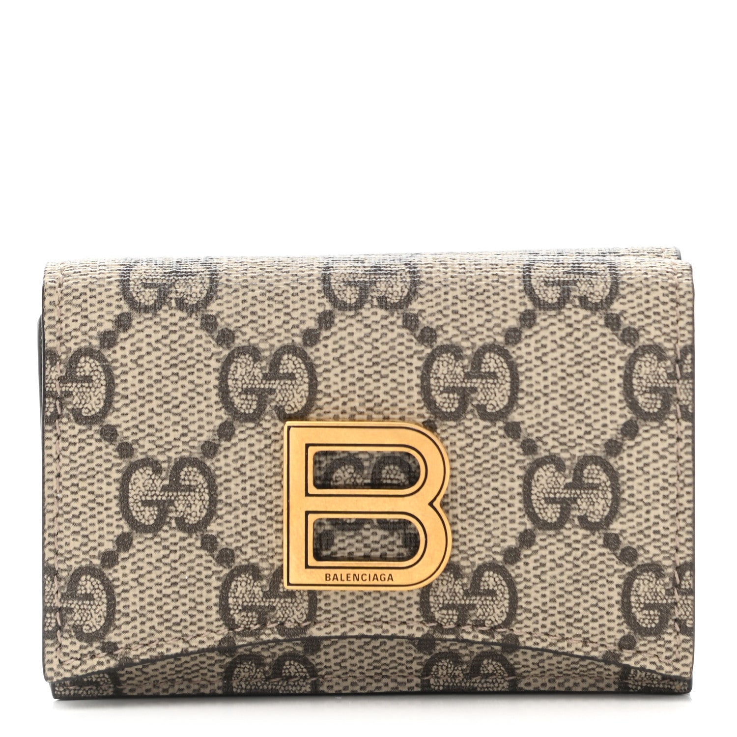 Gucci X BALENCIAGA GG Supreme Monogram Card Case Wallet Beige Ebony 1 of 8