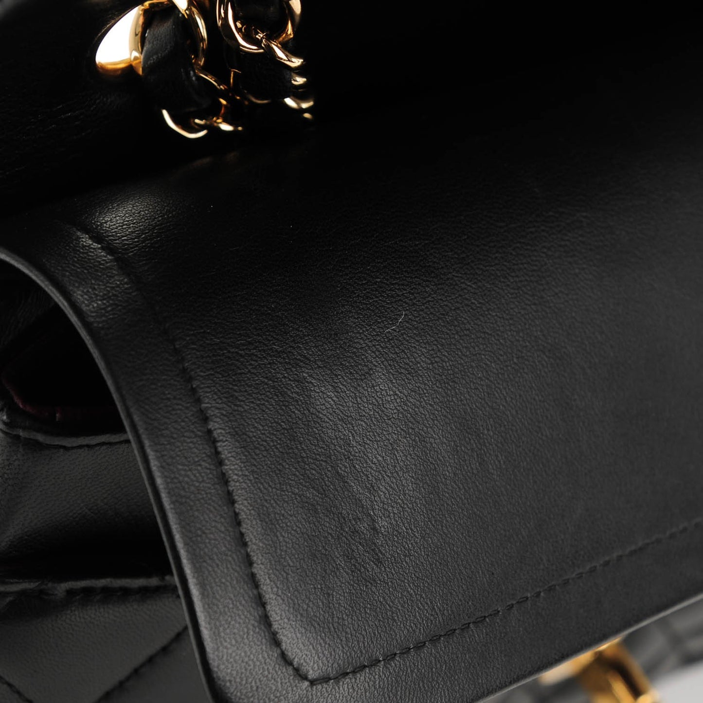 Lambskin Quilted Medium Double Flap Black
